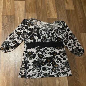 Cato Black and Gray Floral Blouse